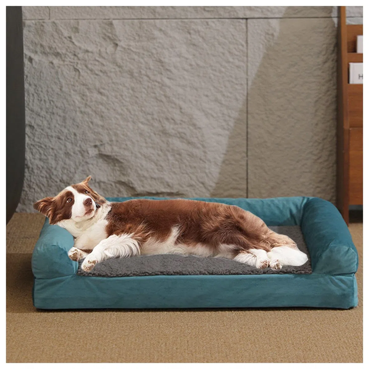 Cuccia Cane Memory Foam, con Tre Lati Rialzati Ortopedico Materasso Ortopedico Cane, Rivestimento Rimovibile e Lavabile Brandina Cane,L