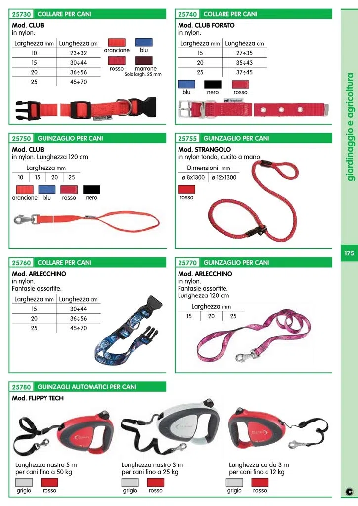 6PZ GUINZAGLIO NYLON TONDO STRANGOLO LARGH. MM 12