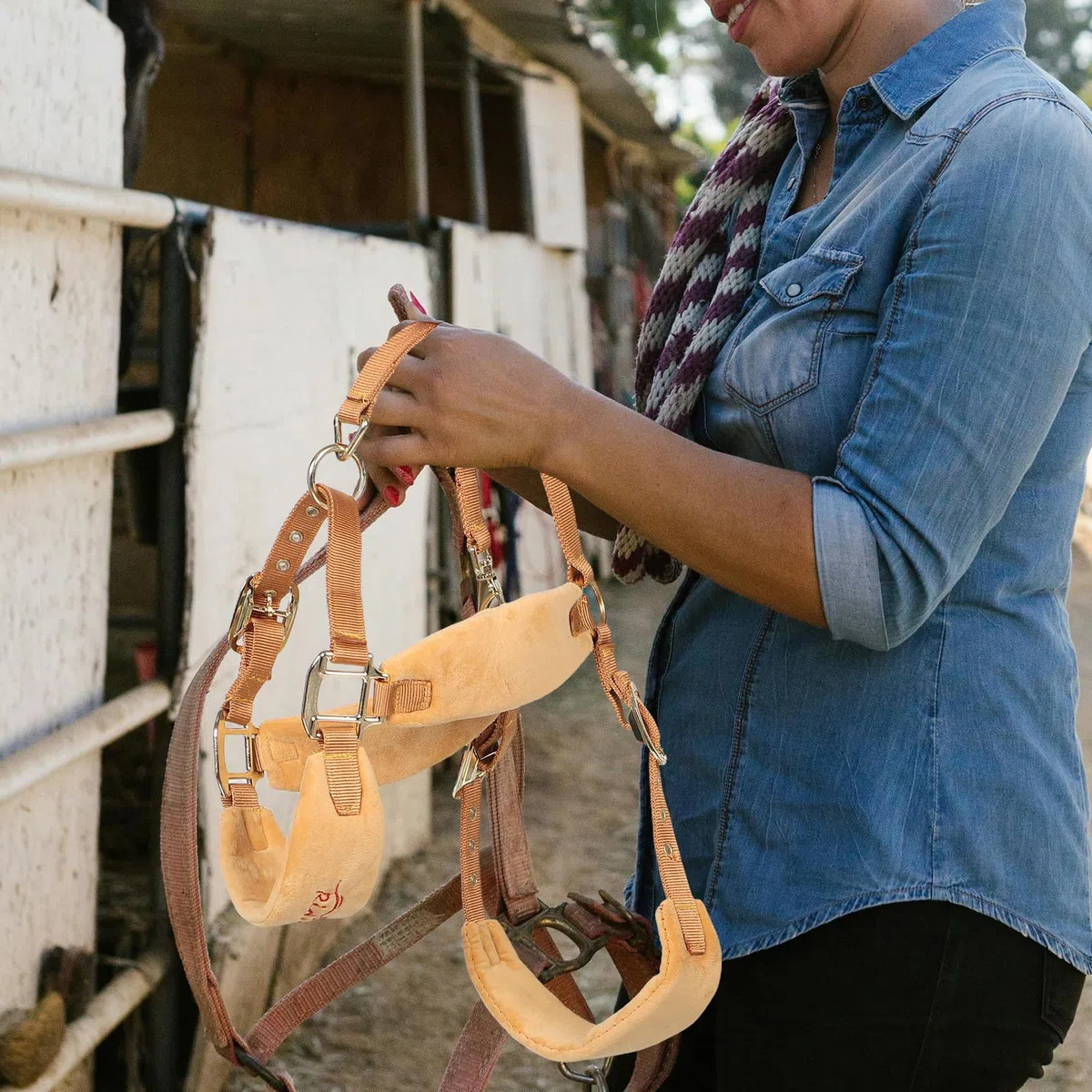 Cavezza per Cavallo Corda Intrecciata, Regolabile, Pu, Equitazione