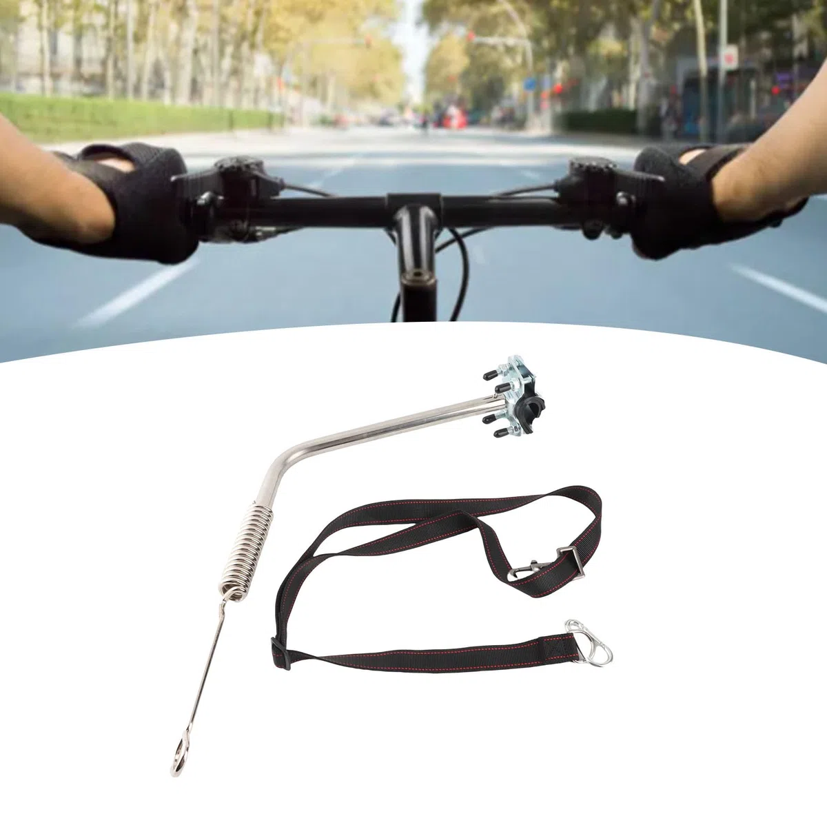 Cryfokt Guinzaglio per Cani da Bicicletta, Professionale, con Mani Libere, Ammortizzante, per Esercizi All'aperto, Acciaio Inossidabile di Alta qualità e Materiale Elastico in Nylon