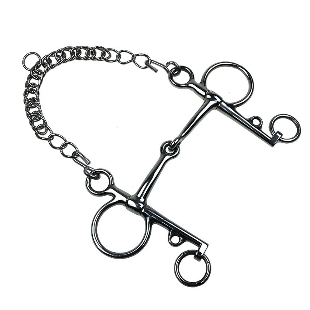 Morso a Snodo in Acciaio Inox con Catenella, Morso Professionale per per Addestramento E Equitazione, Accessorio per Equitazione per attività All'aperto, Connettore per Finimenti.