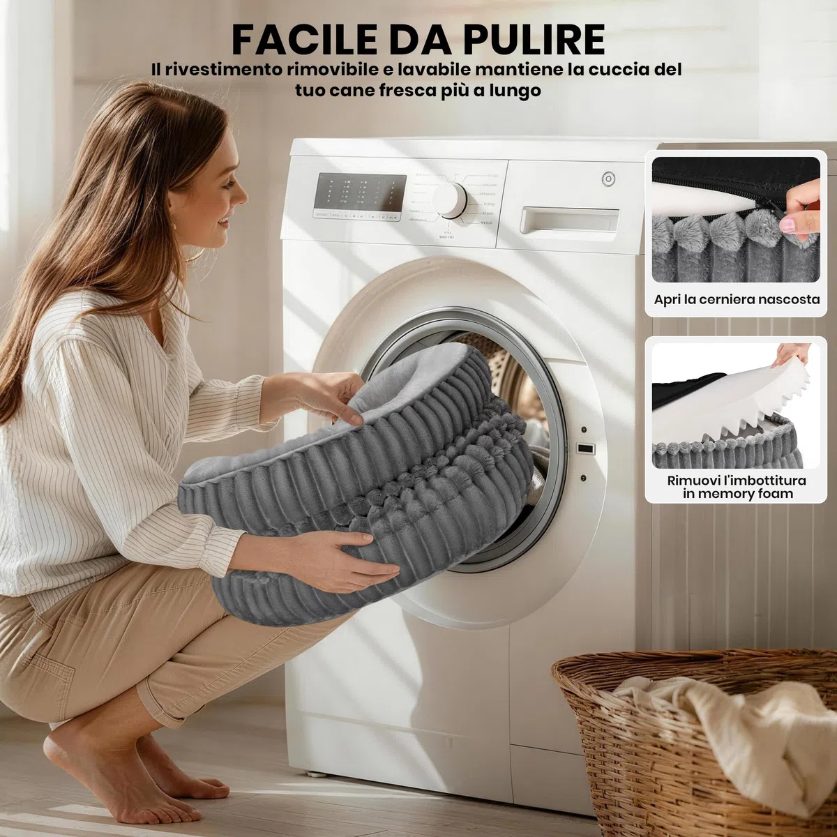 Cuccia Cane Interno Taglia Grande, Sfoderabile e Lavabile, 112x81x18cm