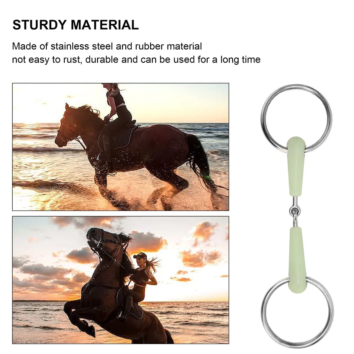 AYNEFY Morso per cavalli, comodo morso avvolto in gomma in acciaio inox per cavalli, morso per cavalli, pelham, accessorio per allenamento equestre