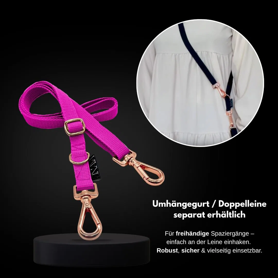 Guinzaglio regolabile premium The 2.0 – regolabile da 1,20 m a 2 m – Ultraleggero, flessibile e robusto – Utilizzo senza mani opzionale con tracolla (cachi/argento/tracolla cachi)