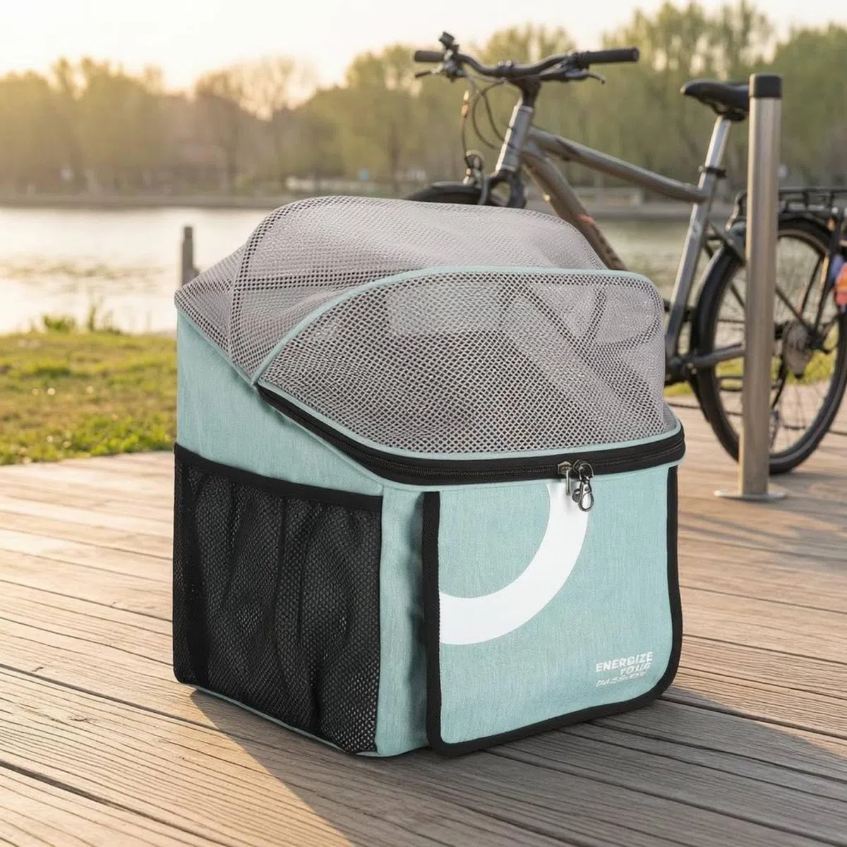 Qianly Outdoor Bicicletta Trasportino Animali Borsa Anteriore Cestino Supporto in PVC E Tessuto Oxford 300D con Sgancio Rapido Pannelli Traspiranti Adatto a, Arancione