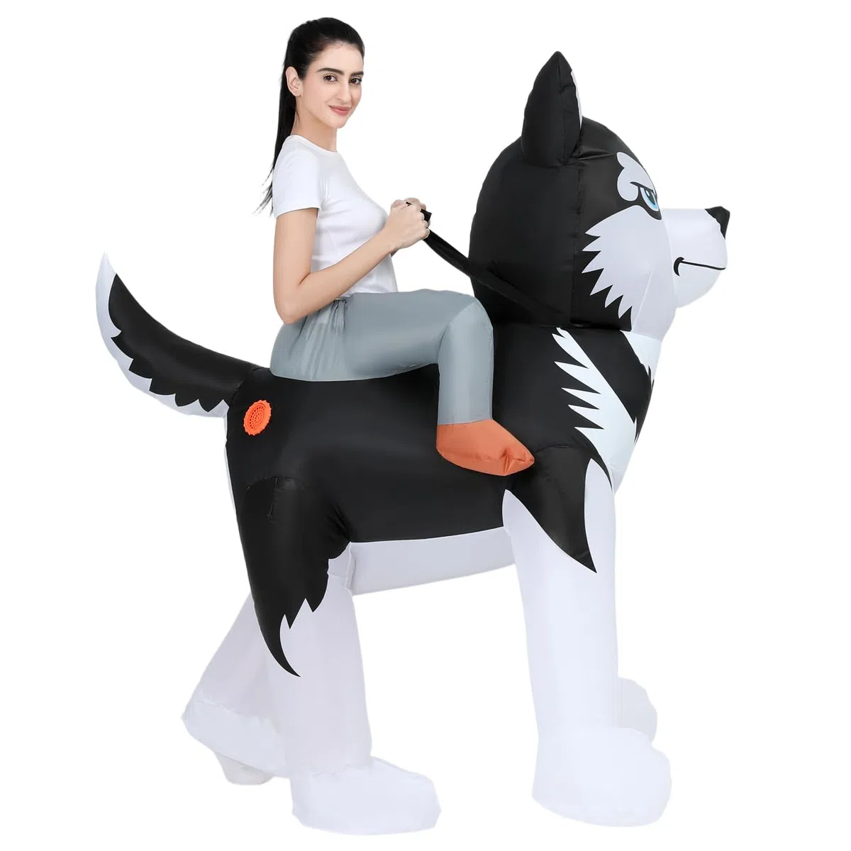 RHYTHMARTS Costume gonfiabile per cani per adulti, divertente costume da husky