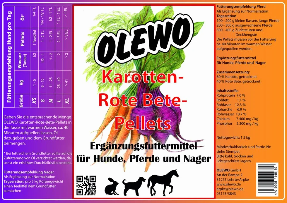 OLEWO Pellets di carota e barbabietola 4 kg