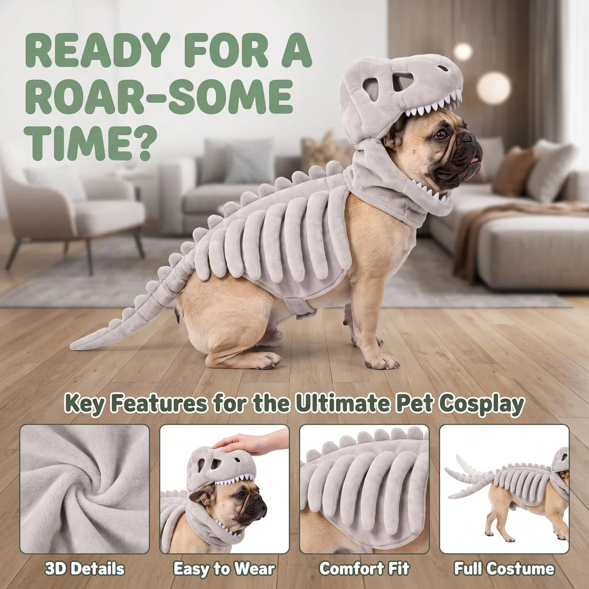Costume da dinosauro per cane, scheletro per animali domestici, C: XXL