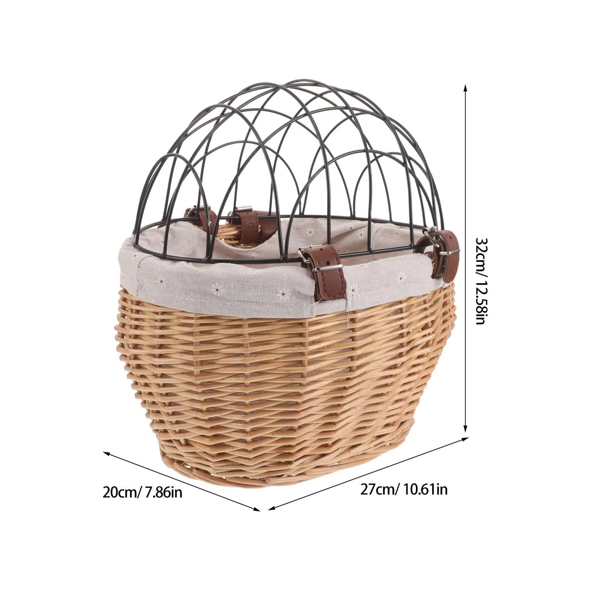 PACKOVE Cestino Spazioso Animali Rattan e Intrecciato Bicicletta Le da in Struttura in Ferro, Facile da Installare per Cani e Gatti Durante Uscite in Città
