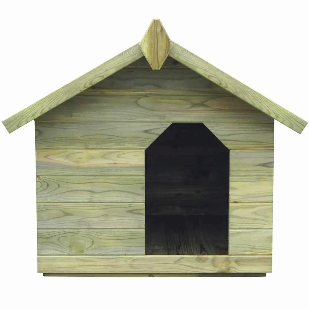 Cuccia per cani con tetto in legno di pino impregnato