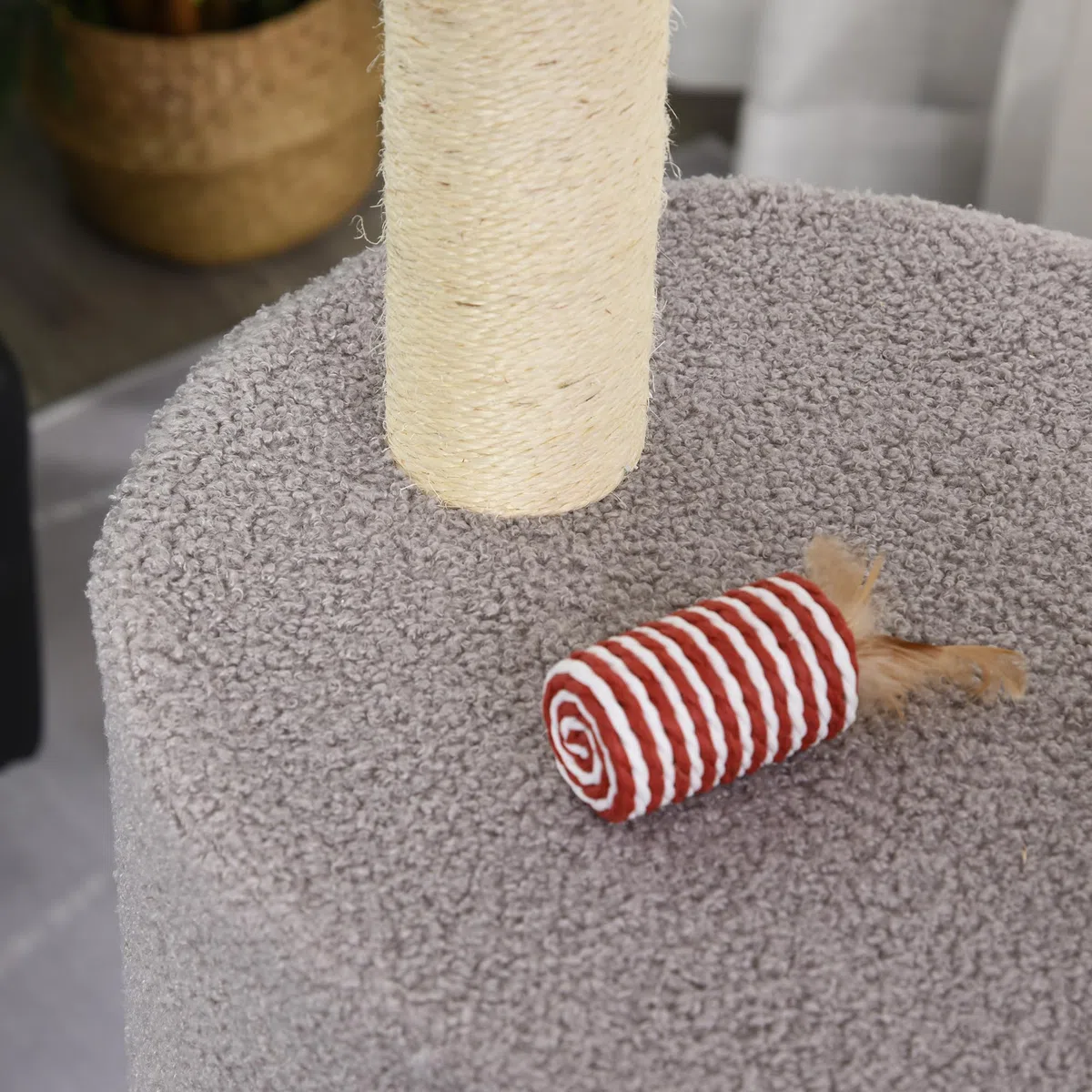 PawHut Albero Tiragraffi Robusto per Gatti con 5 Livelli, Cuccia, Casetta, Giochi e Corda Sisal, Grigio e Beige Max 30kg
