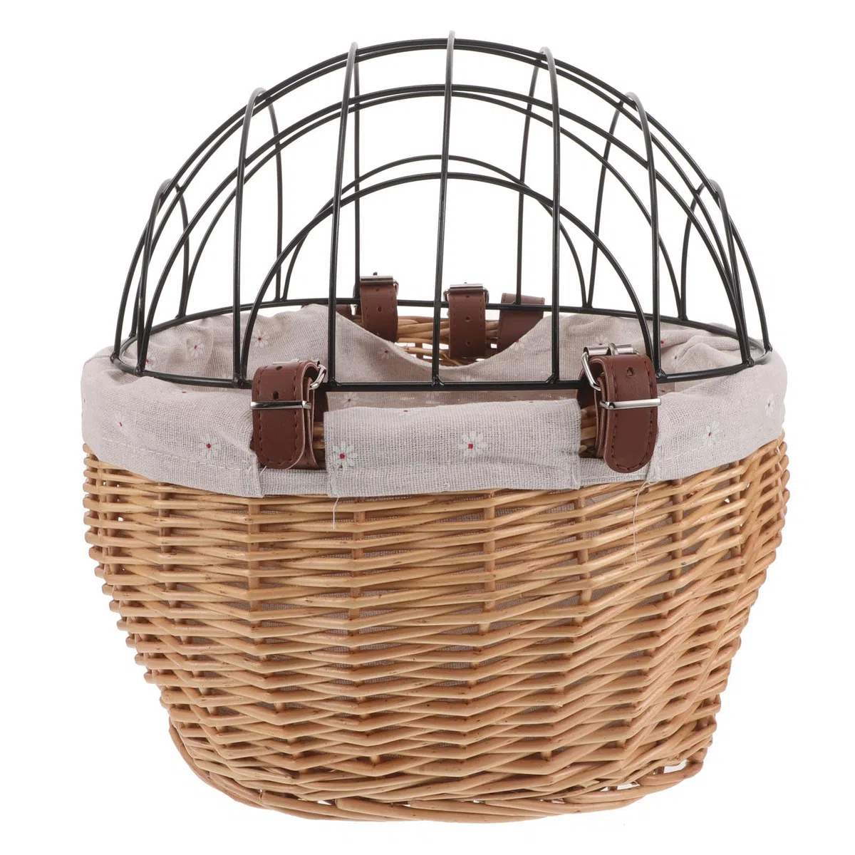 PACKOVE Cestino Spazioso Animali Rattan e Intrecciato Bicicletta Le da in Struttura in Ferro, Facile da Installare per Cani e Gatti Durante Uscite in Città