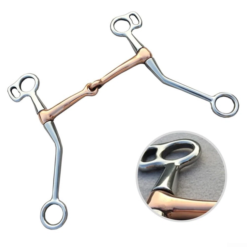 Morso morso completo in acciaio inossidabile con bocca in rame per cavallo Tack Attrezzatura da equitazione inglese briglia in metallo accessorio dimensioni 12x18cm