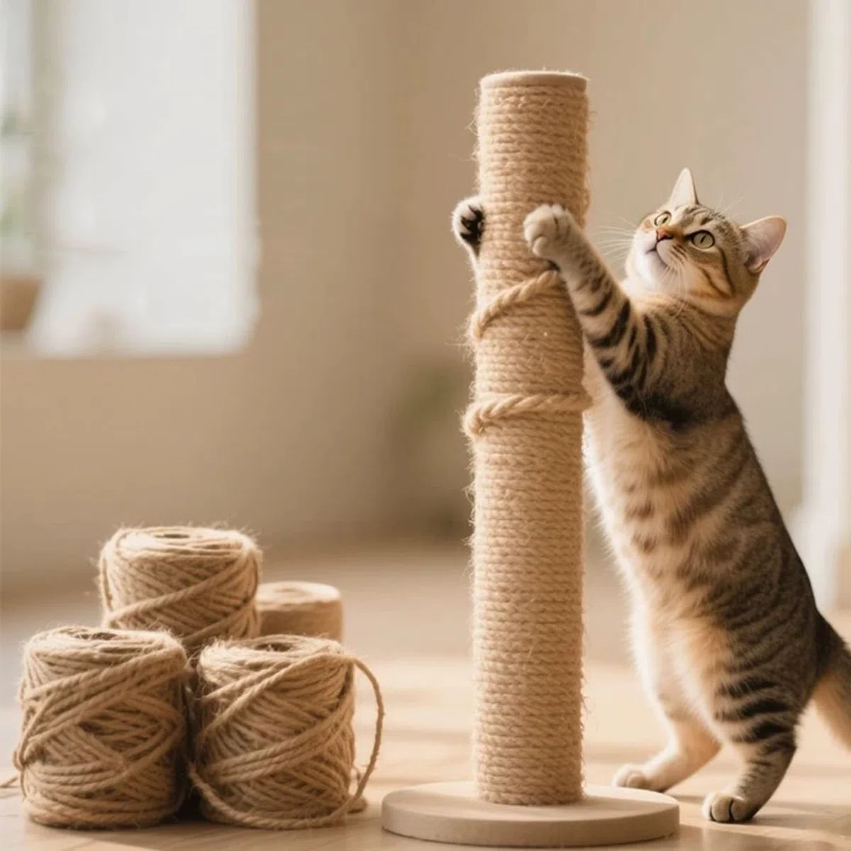 Corda in sisal, spago di canapa fai da te per tiragraffi per gatti, corda spessa per riparazione albero del gatto, per giardinaggio, decorazioni artigianali, confezioni regalo (22 mm x 20 m)