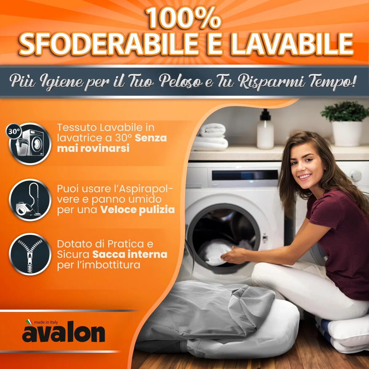 Avalon - Cuscino Cane Sfoderabile e Lavabile Medio in Tessuto Jive Antistrappo Premium, Materasso Cane Anatomico e Impermeabile, Cuccia per Cani Antipelo, Made in Italy(Linear 90x75cm-Giallo Limone)