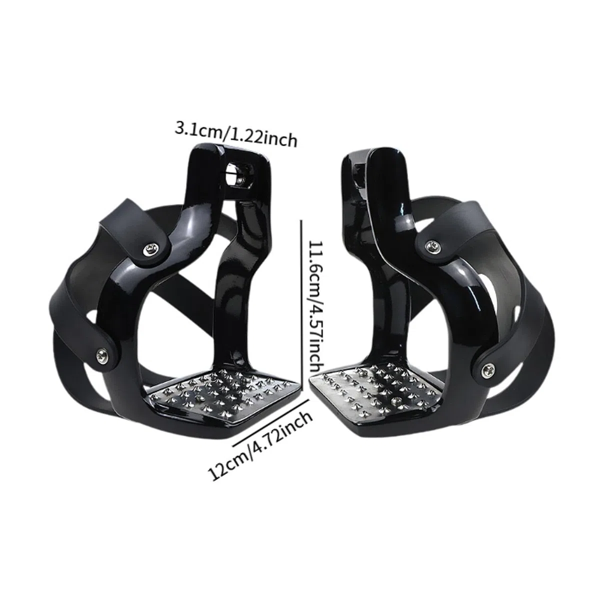 Staffe da Equitazione, Sella in Alluminio, Poggiapiedi Antiscivolo, Staffe da Equitazione Robuste per Gabbie, Nero