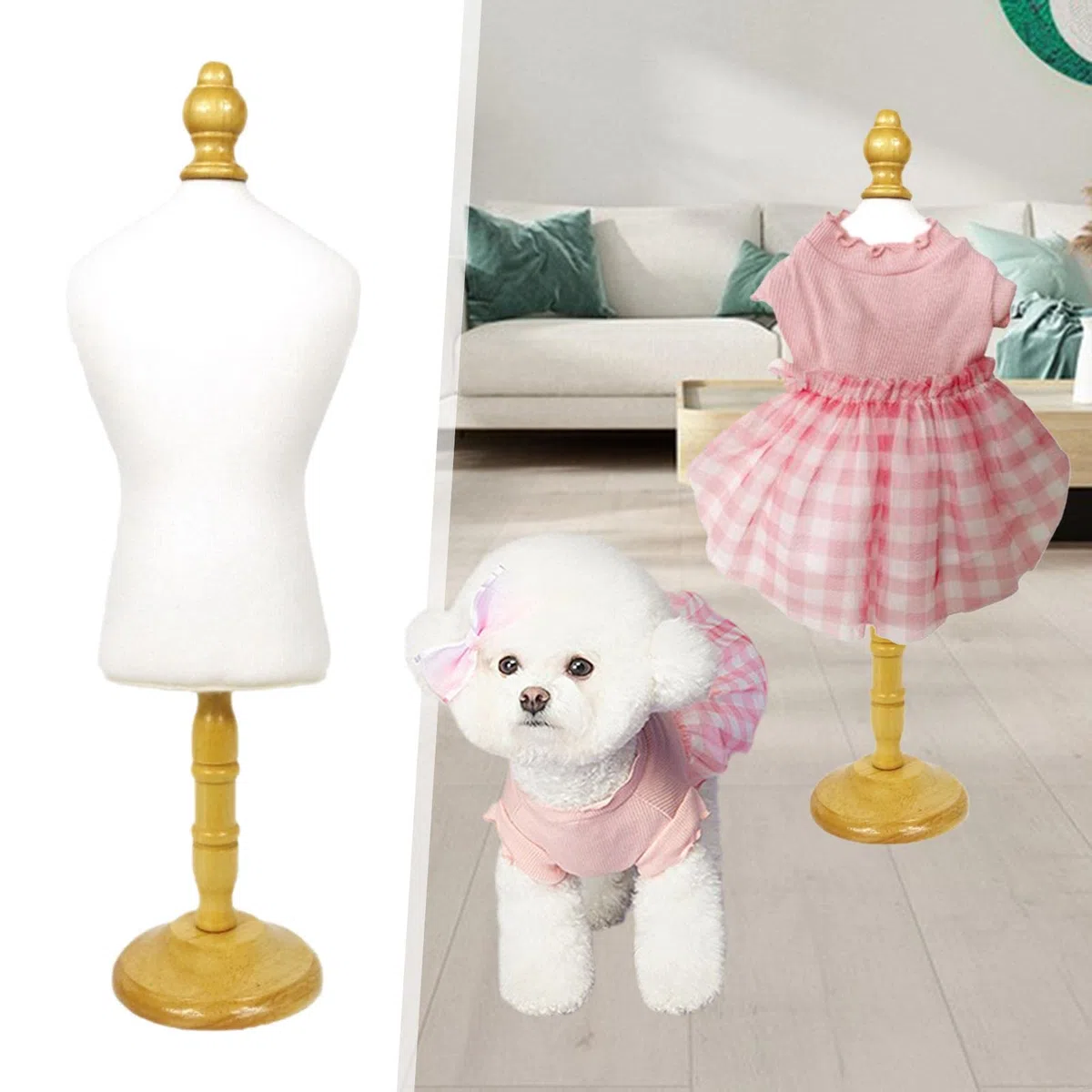 Vestito per Cani per Cucire Abiti in Miniatura per Bambole, Colore Legno