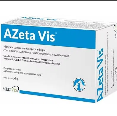MEDIVIS AZeta Vis 60 compresse da 1400 MG divisibili, mangime complementare per Cani e Gatti Che contribuisce alla Normale funzionalità dell'apparato visivo