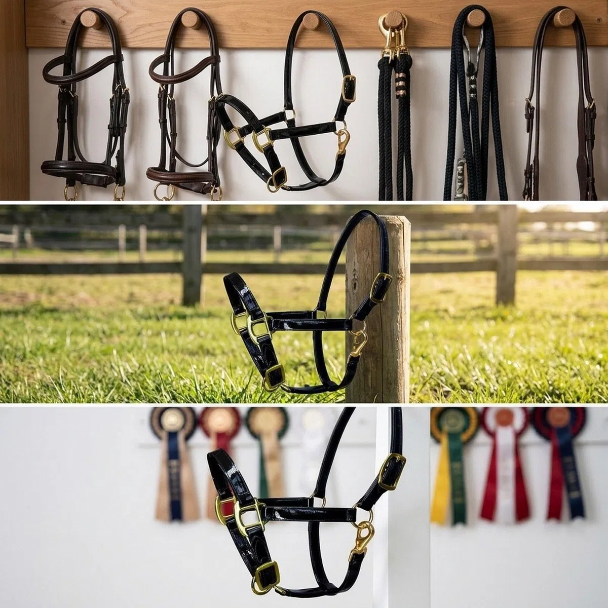 Milageto Cavezza da addestramento per Cavalli in Pelle Microfibra con Chiusura a Scatto per Mento, Ideale per, campi di Allenamento e percorsi di