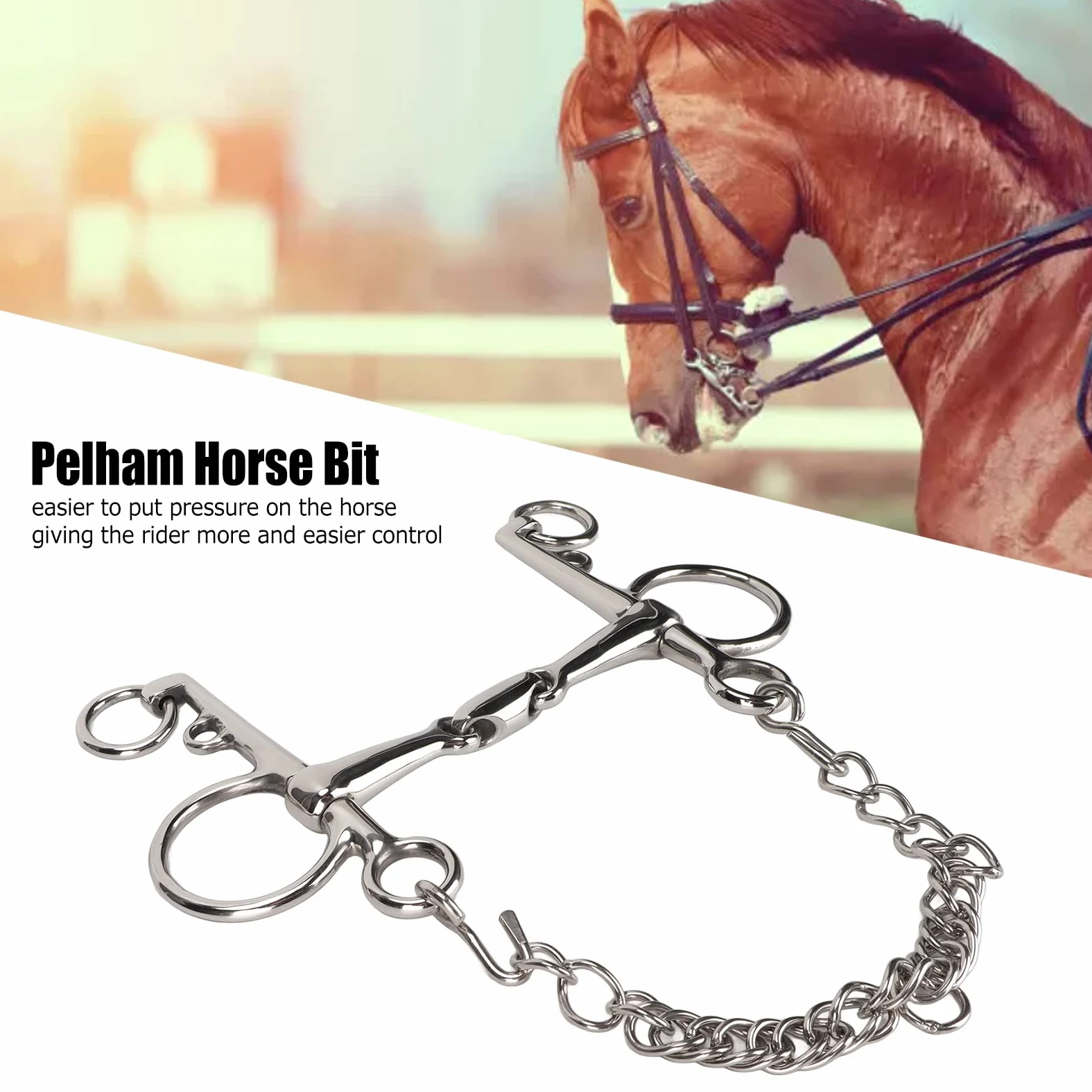Morso Pelham per Cavallo in Acciaio Inossidabile, Morso Pelham a Bocca di Cavallo, Morso Pelham a Bocca Snodata per Migliorare l'Esperienza di Guida Complessiva di