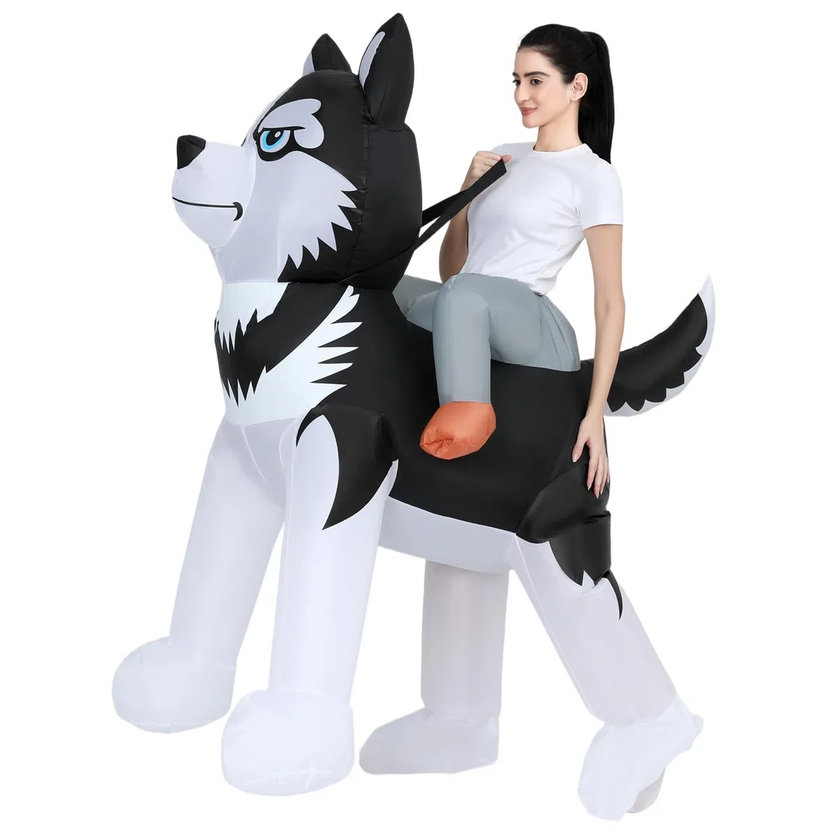RHYTHMARTS Costume gonfiabile per cani per adulti, divertente costume da husky