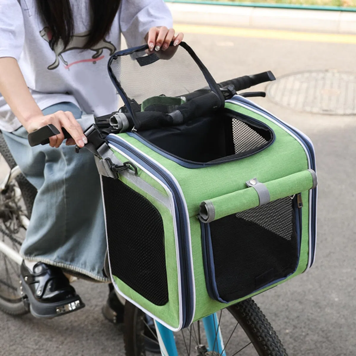 Asixxsix Cestino per cani da bicicletta (GREEN)