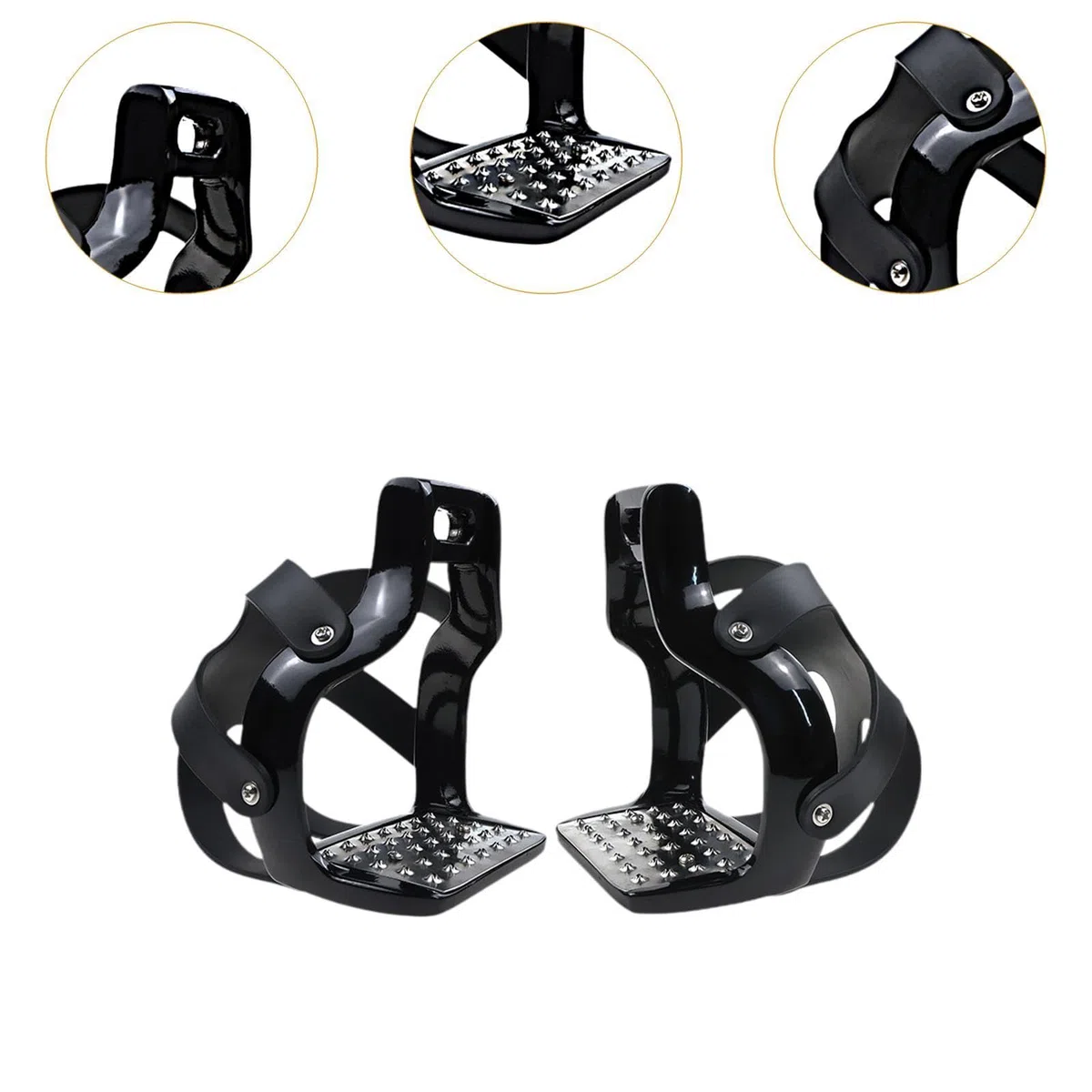 Staffe da Equitazione, Sella in Alluminio, Poggiapiedi Antiscivolo, Staffe da Equitazione Robuste per Gabbie, Nero