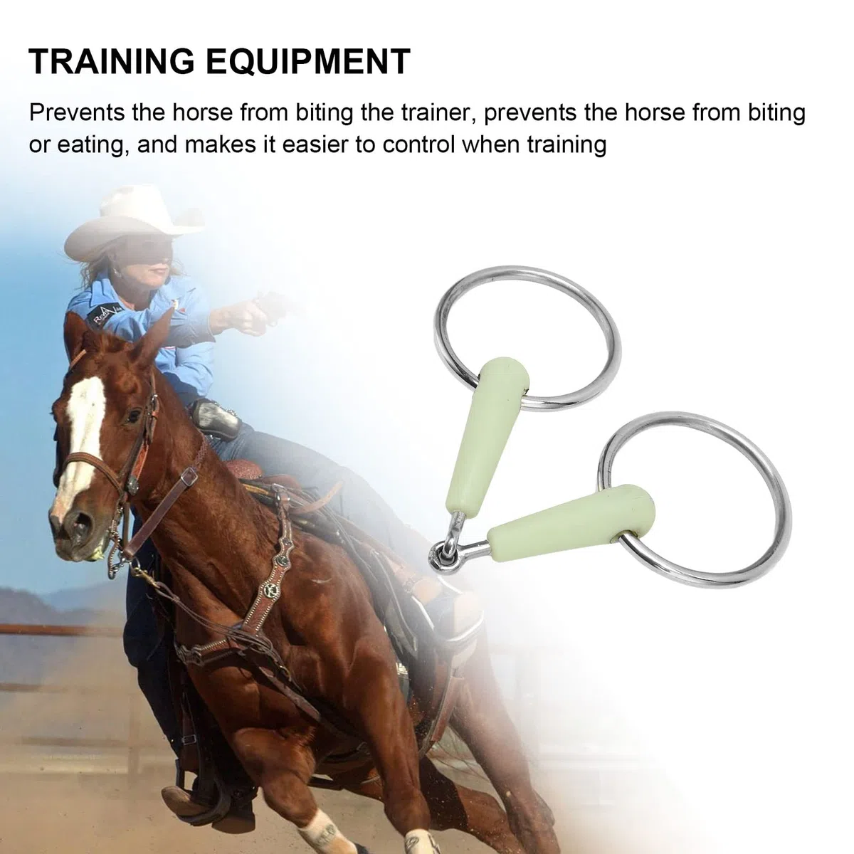 AYNEFY Morso per cavalli, comodo morso avvolto in gomma in acciaio inox per cavalli, morso per cavalli, pelham, accessorio per allenamento equestre