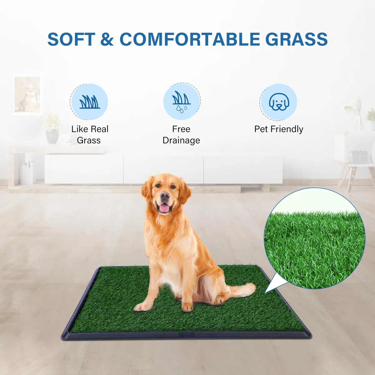 Erba artificiale per vasino per cani, 50,8 x 63,5 cm, forte assorbenza, tappetino per erba per cani con vassoio, tappetino per addestramento al vasino per cani, lettiera per cani con erba (50,8 x 76,2