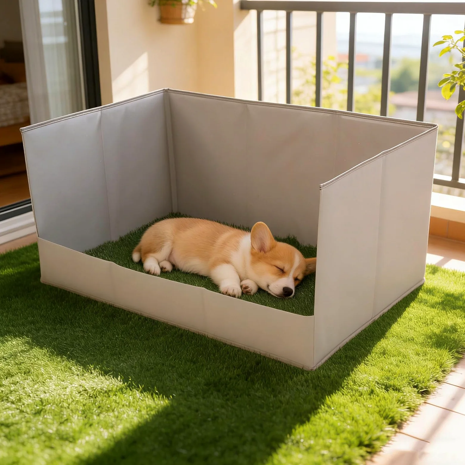 Lettiera per Cani Pieghevole con Vassoio, Materiale a Rete Facile da Pulire, Erba Artificiale Resistente alla Masticazione, con Pareti Alte per Prevenire Schizzi, per Uso Interno (S)