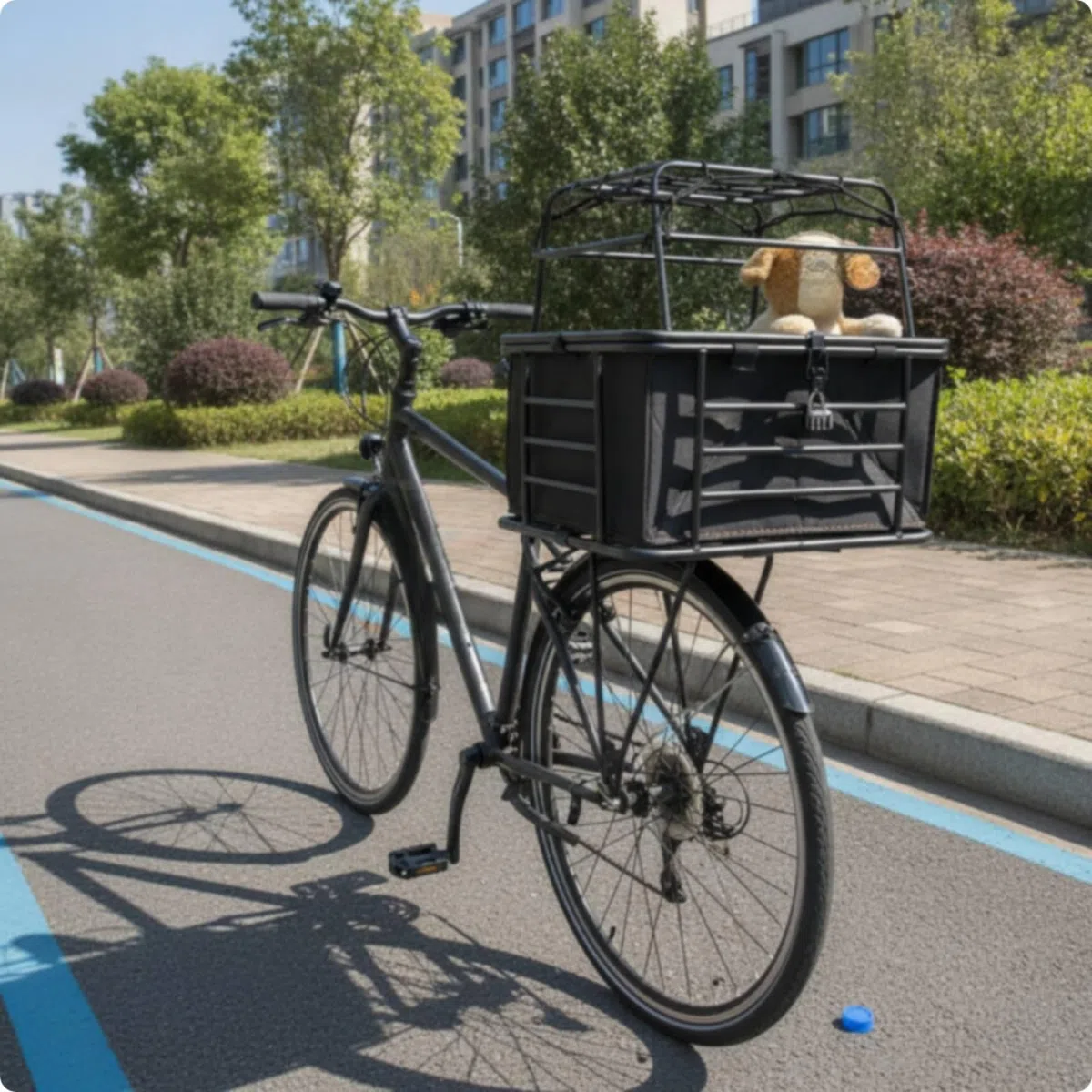 Cestino Posteriore in Metallo con Aggancio Rapido per Cani, Ciclisti, Bicicletta, style to 1