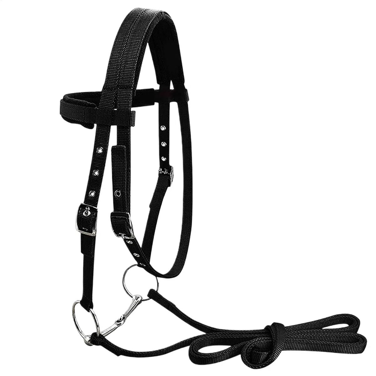 Cavezza per cavallo con fibbia, briglia da allenamento per cavalli, corda regolabile con 3 fibbie, cinghia con chiusura a gola, per appassionati di equitazione che riducono l'attrito