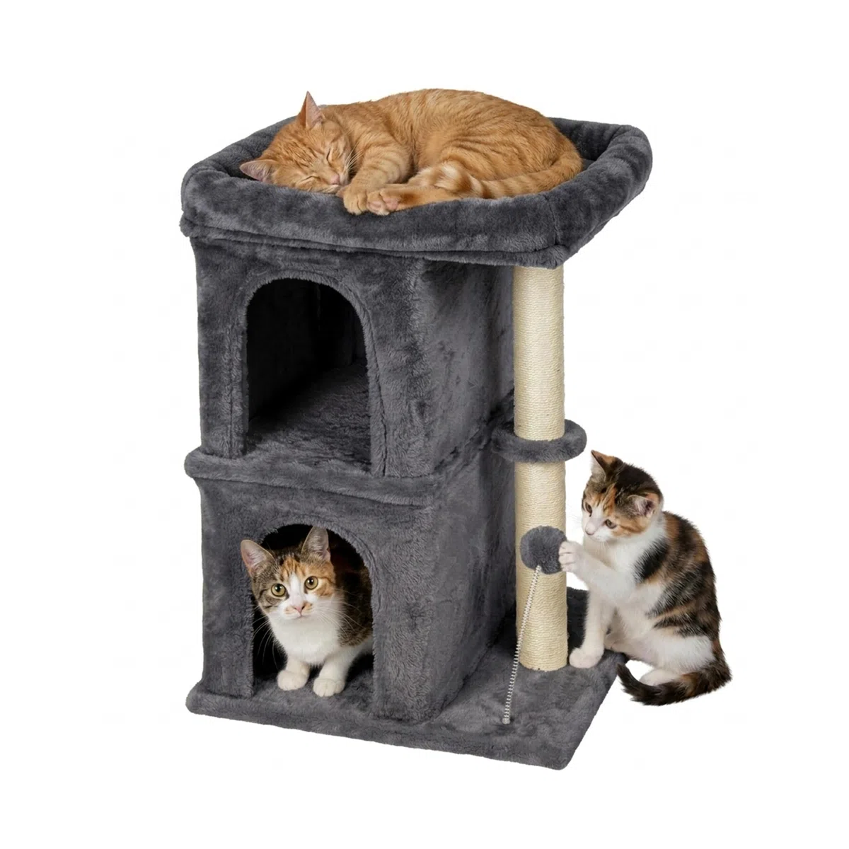 Relaxdays tiragraffi con 2 cucce, gioco in sisal, HBT: 71x50x41 cm