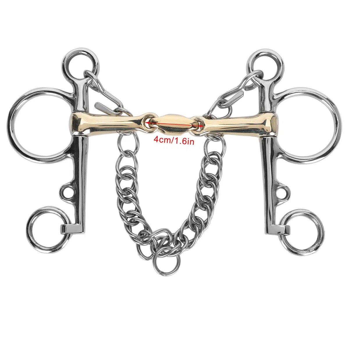 Pelham Bit Accessory | Bocchino per cavallo in acciaio inox 4 cm | Morso a bocca in ottone con decorazione a catena per equitazione e allenamento