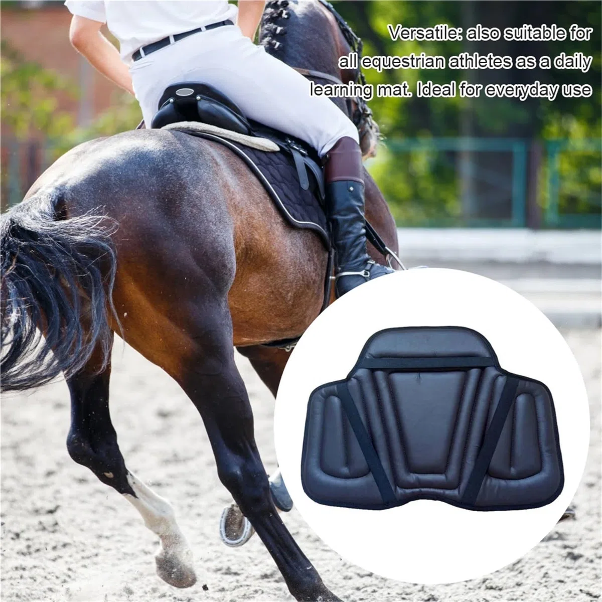 Sottosella da equitazione, morbido sedile equestre, comodo rivestimento, ergonomico, sportivo, ammortizzante, supporto, adulti, bambini, principianti, regali Per La Schiena Del Cavallo(Black)