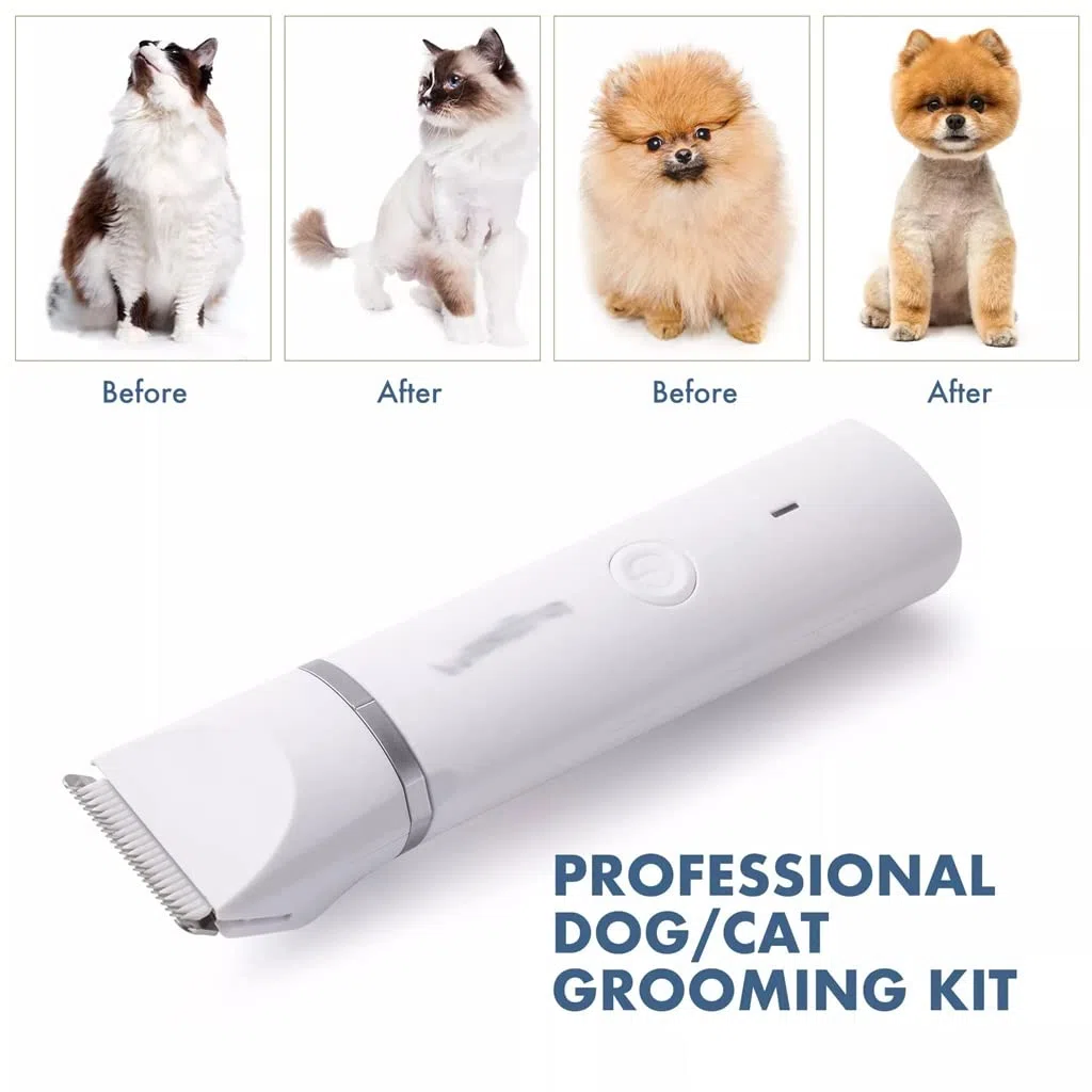 4 In 1 Electric Pet Hair Clipper With 4 Blades Trimmer Nail Sharpener Rechargeable Hair Clipper Trimmer (Color : A, Size : 15 * 3.2cm) (A 15 * 3.2cm)