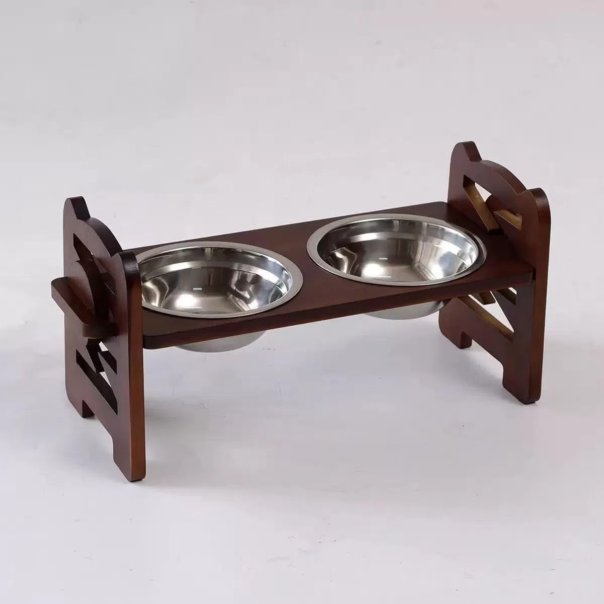 Ciotole con Base in Legno Stabile, Scuro