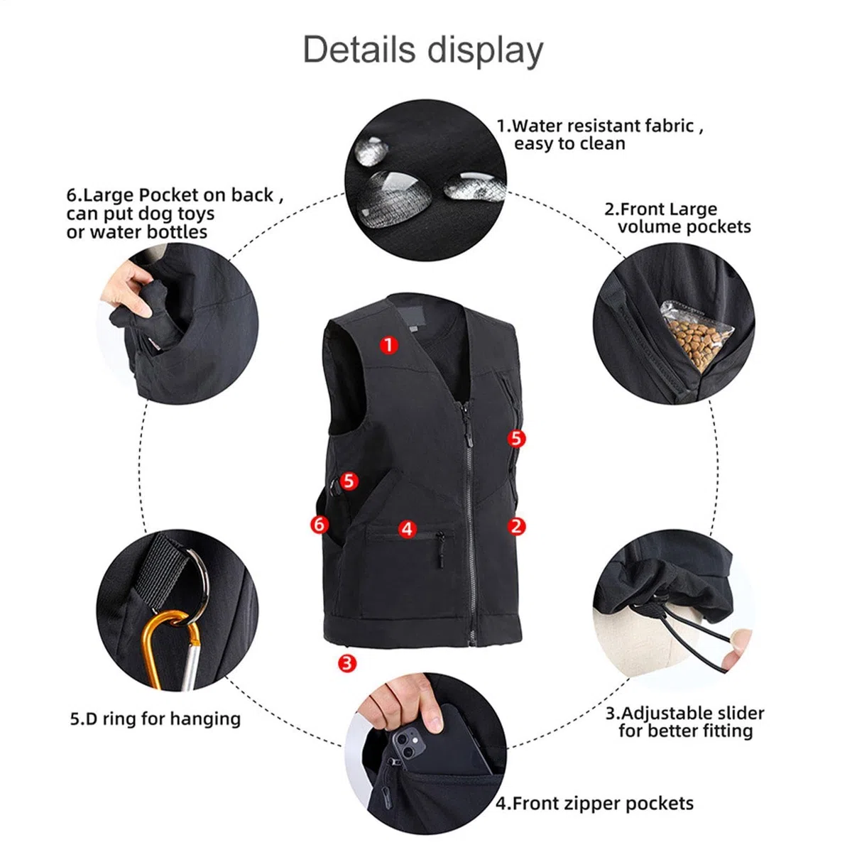 Gilet Protettivo per Addestratore Cani Design con Bottoni Regolabili