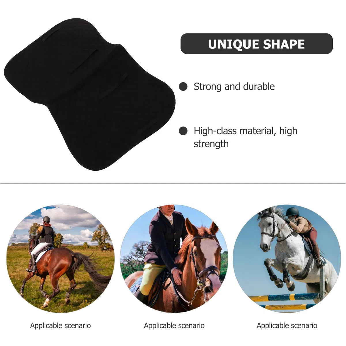 PRETYZOOM Sottosella di Equitazione Ottimale in Eva e Cotone Antiscivolo per Cavalli con Alta Resistenza e Comfort Colore Nero