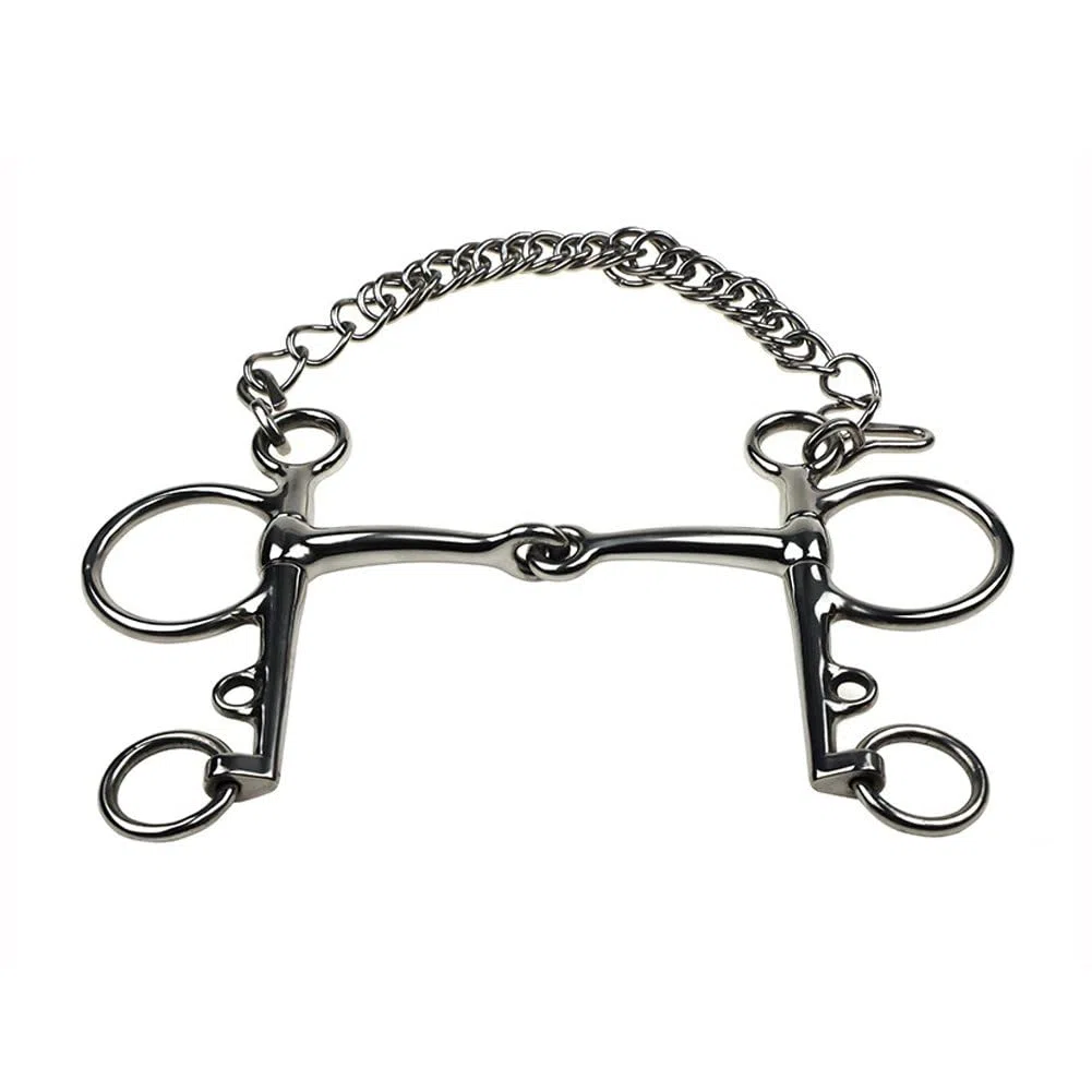 Morso a Snodo in Acciaio Inox con Catenella, Morso Professionale per per Addestramento E Equitazione, Accessorio per Equitazione per attività All'aperto, Connettore per Finimenti.