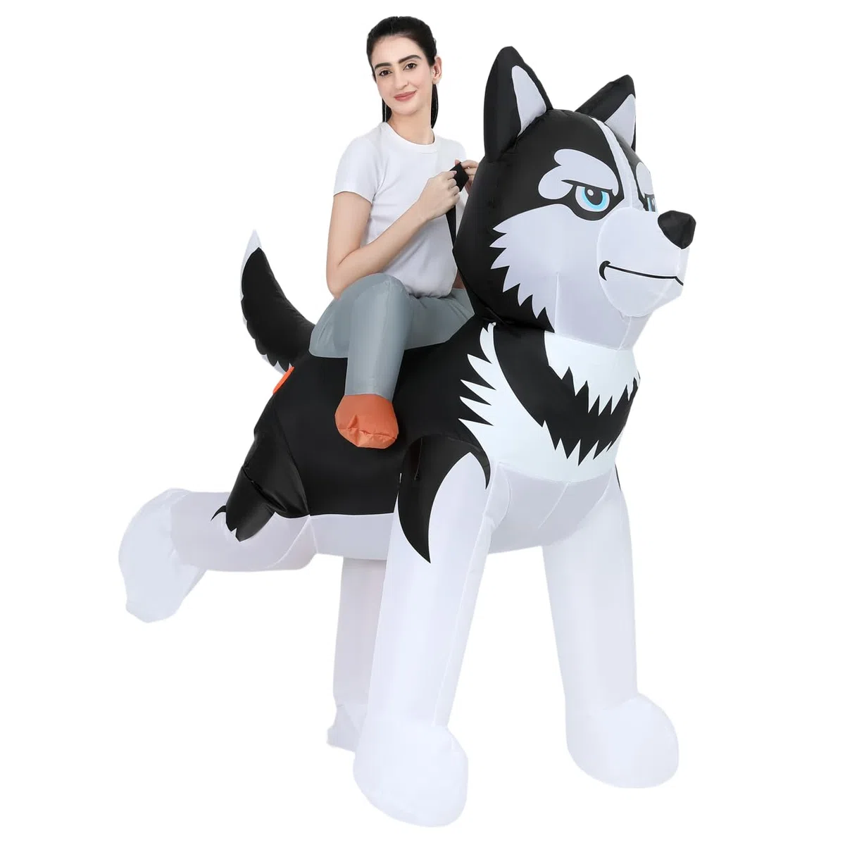RHYTHMARTS Costume gonfiabile per cani per adulti, divertente costume da husky