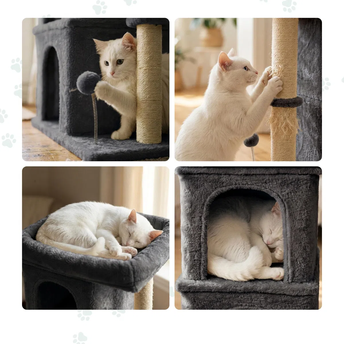 Relaxdays tiragraffi con 2 cucce, gioco in sisal, HBT: 71x50x41 cm