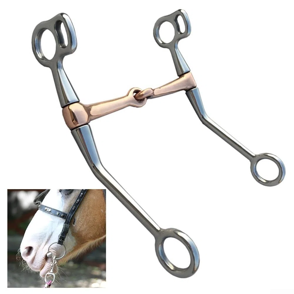 Morso morso completo in acciaio inossidabile con bocca in rame per cavallo Tack Attrezzatura da equitazione inglese briglia in metallo accessorio dimensioni 12x18cm