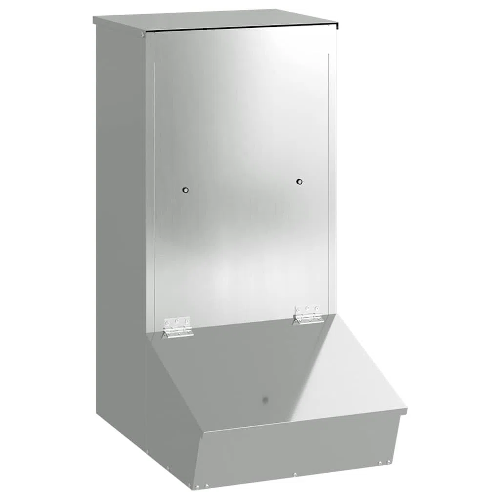 vidaXL Nutriente per Maiali Argento 55 x 38 x 76 cm Acciaio zincato, Fontanella per maiali, capiente e pratica, per esterni, resistente agli agenti atmosferici, perfetta per giardino e terrazza