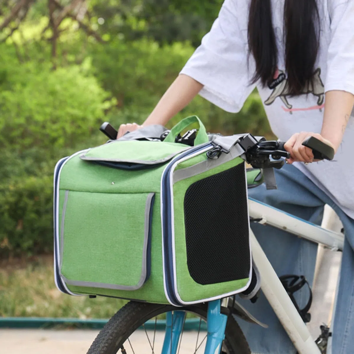 Asixxsix Cestino per cani da bicicletta (GREEN)