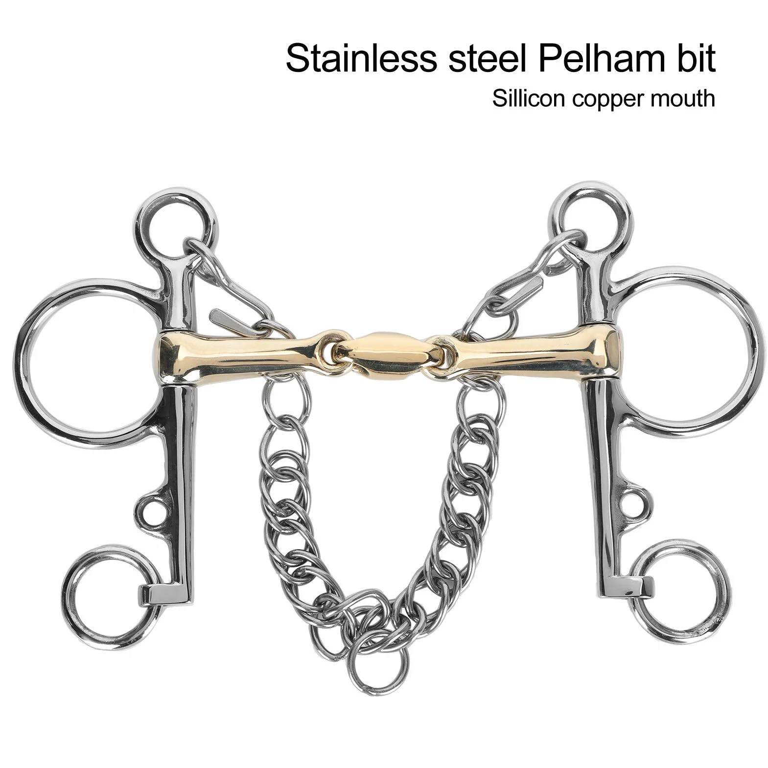 Pelham Bit Accessory | Bocchino per cavallo in acciaio inox 4 cm | Morso a bocca in ottone con decorazione a catena per equitazione e allenamento