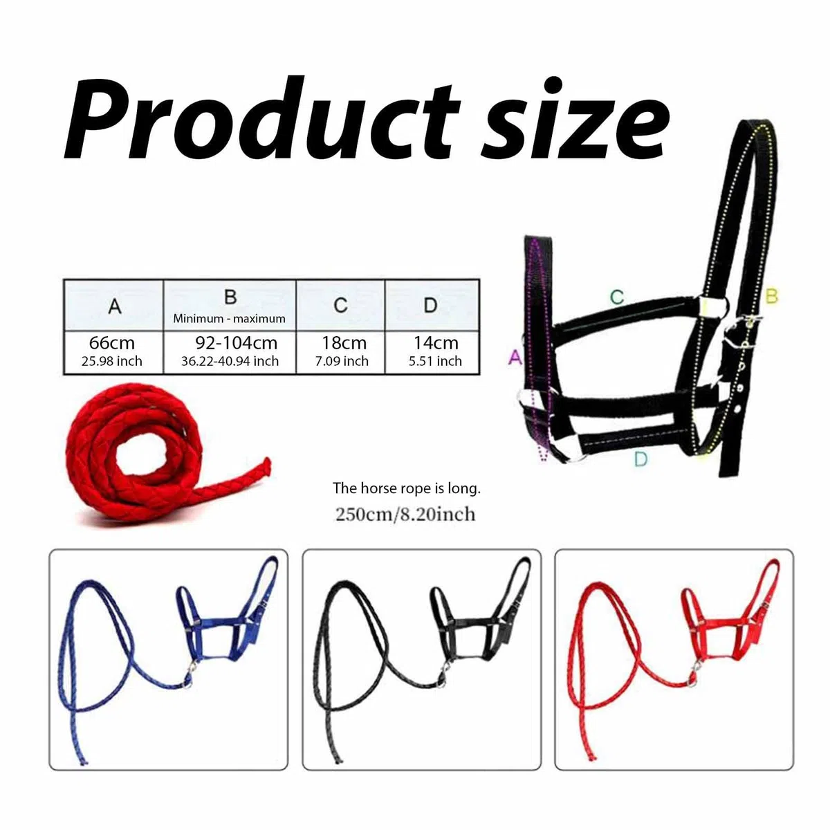 Cavezza con Redini, in Nylon, Regalo, Accessori per Equitazione, Finimenti per, Attrezzatura