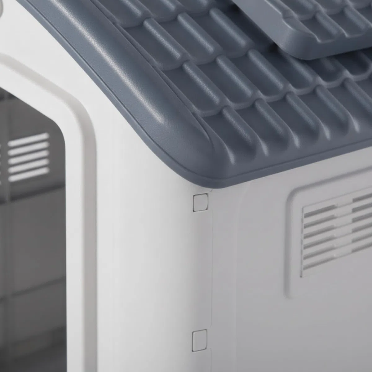 Cuccia da Esterno Ventilata Cuccia in Plastica con Ventilazione per Animali Domestici, Grigio, Medio Con Lucernario
