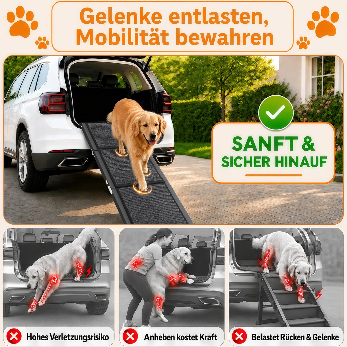 180 cm per rampa per cani, pieghevole, antiscivolo, portata fino a 100 kg