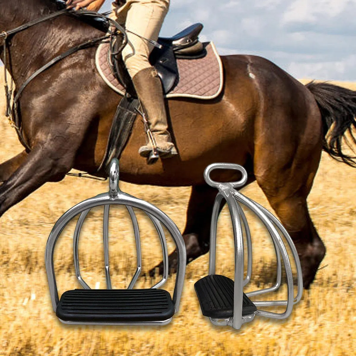 MagiDeal 2X Staffe per Equitazione Strumento di Allenamento Antiscivolo Acciaio Flessibile Antiscivolo per la Sicurezza Equitazione Sport all'Aria Aperta